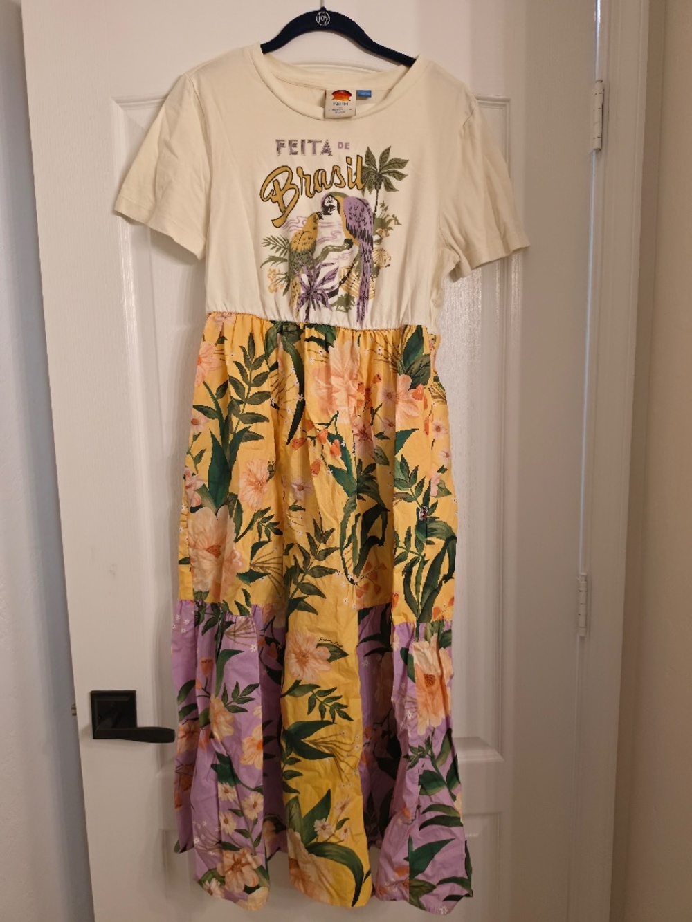 Farm Rio Brasil T-Shirt with Tiered Woven Skirt Dress Size M